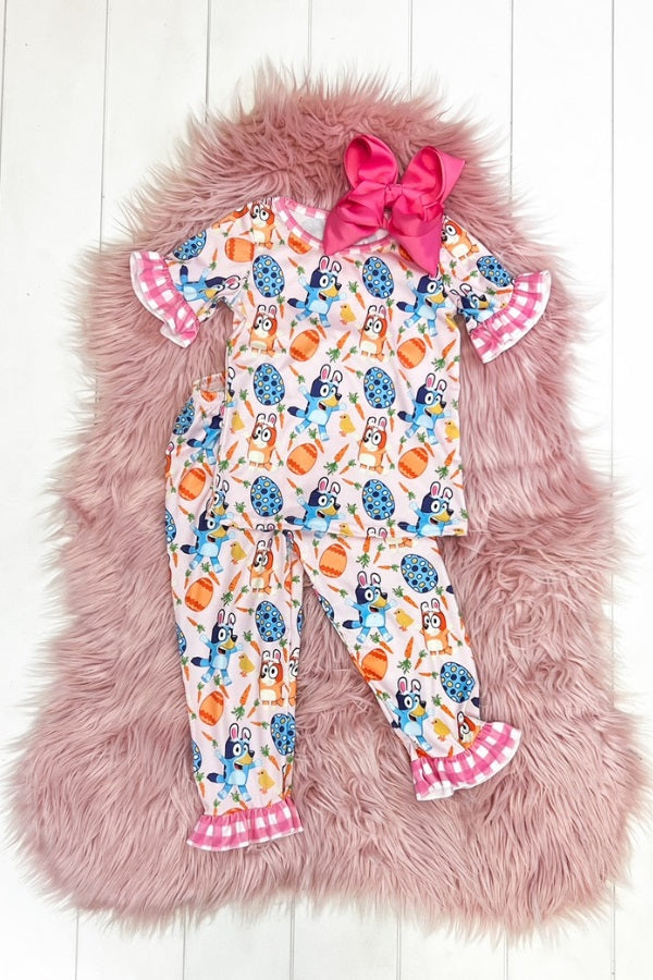 Pink Blue Dog Easter PJs