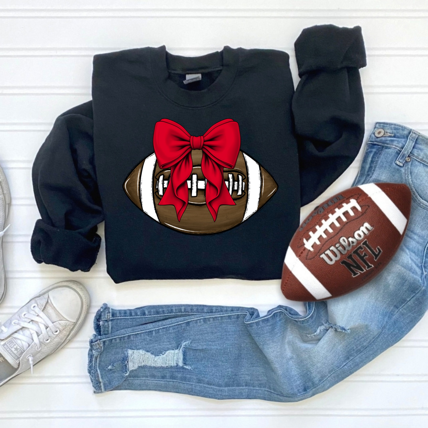 Softgirl Football Bow Sweatshirt- CUSTOMIZE ME