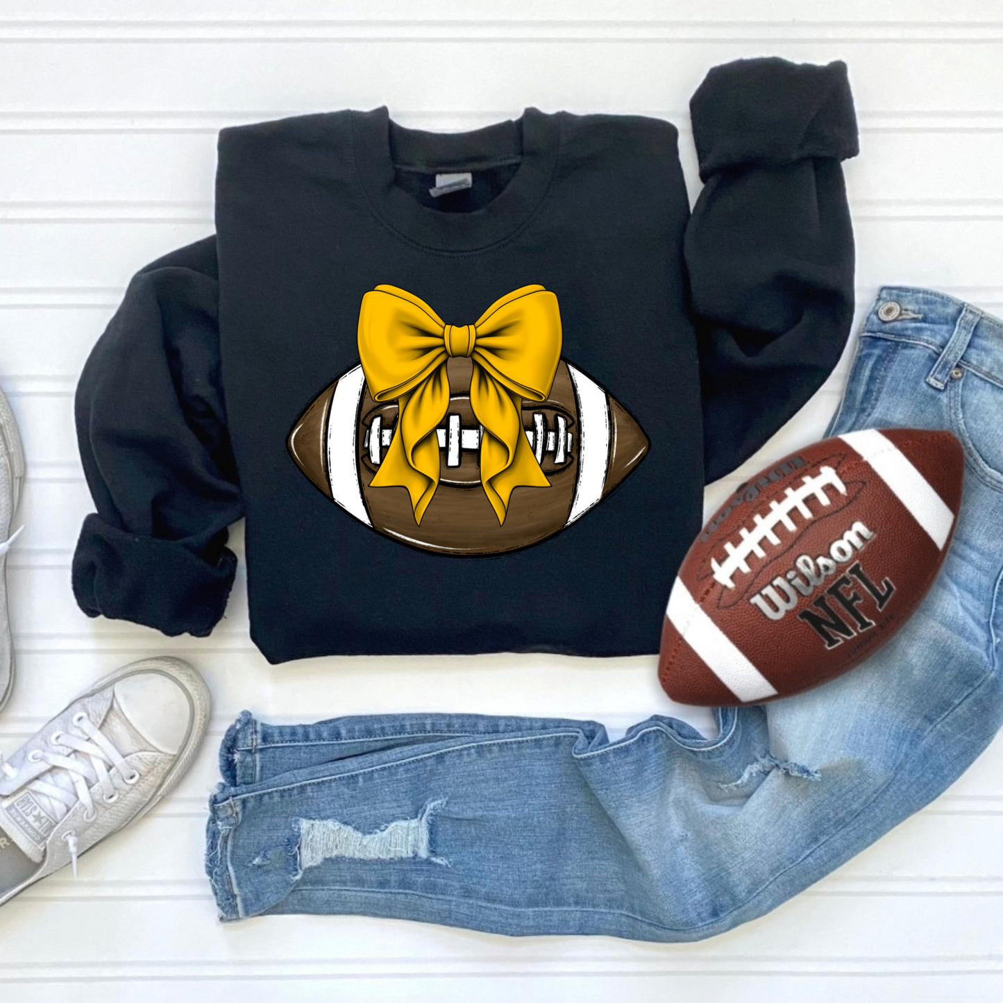 Softgirl Football Bow Sweatshirt- CUSTOMIZE ME