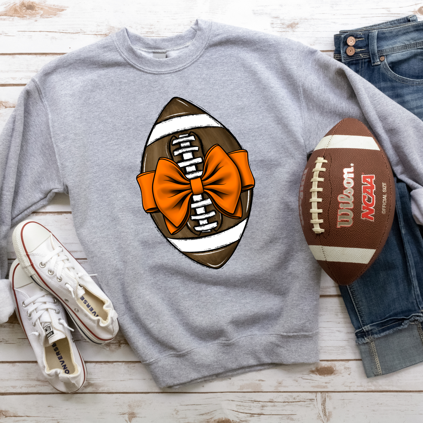 Football Bow Sweatshirt-CUSTOMIZE ME