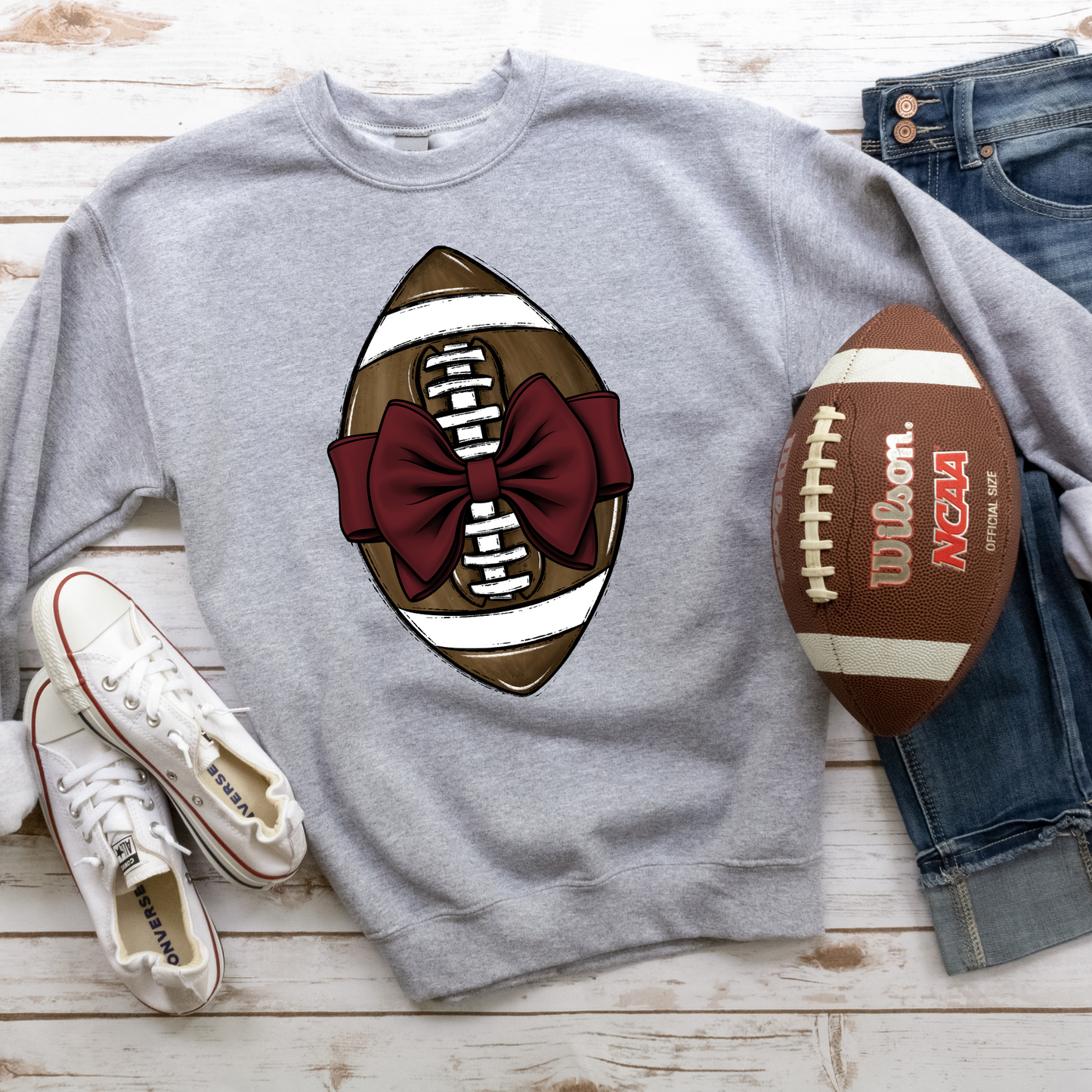 Football Bow Sweatshirt-CUSTOMIZE ME