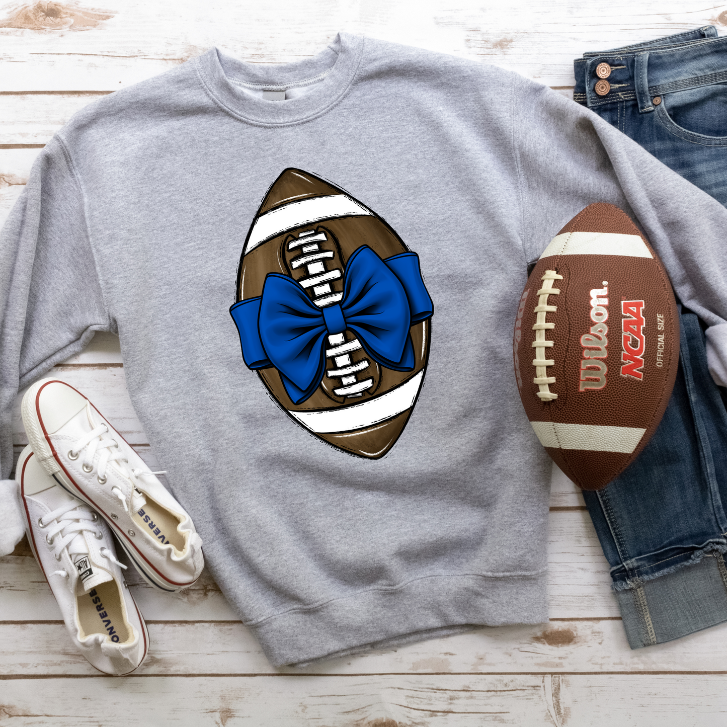 Football Bow Sweatshirt-CUSTOMIZE ME