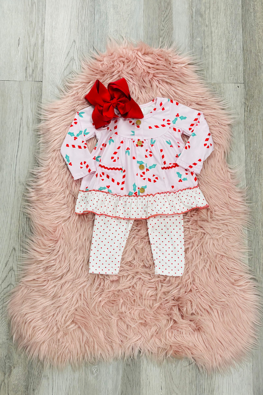 Pink Candy Cane Pant Set