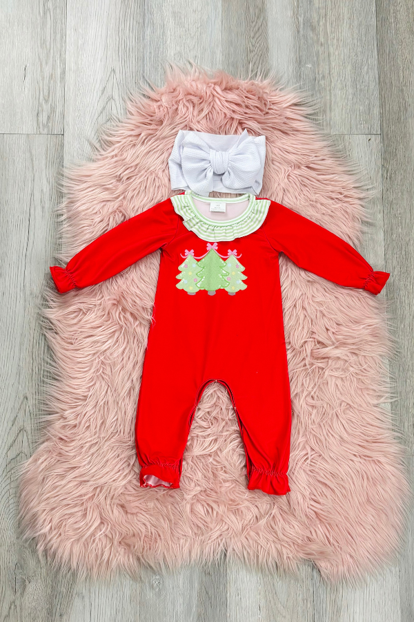 Red Trio Tree Romper