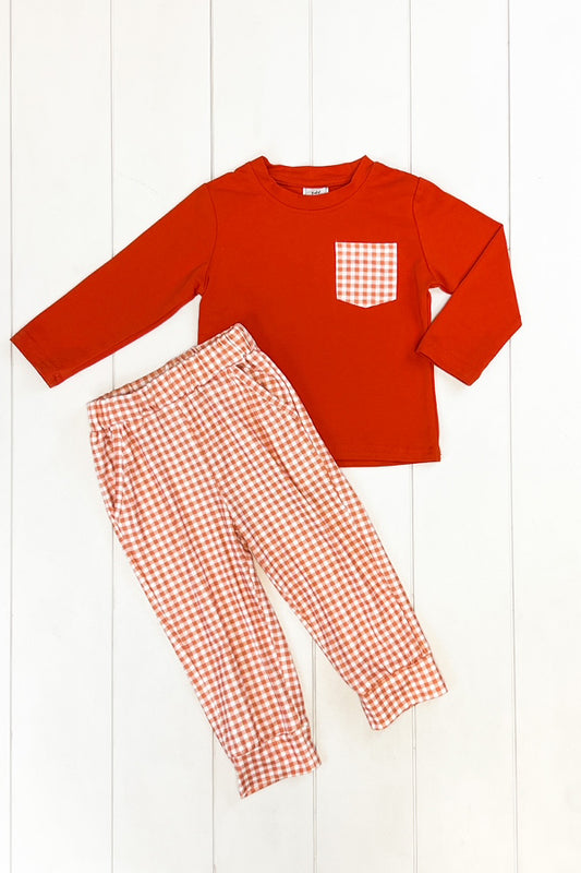 Orange Gingham Pant Set