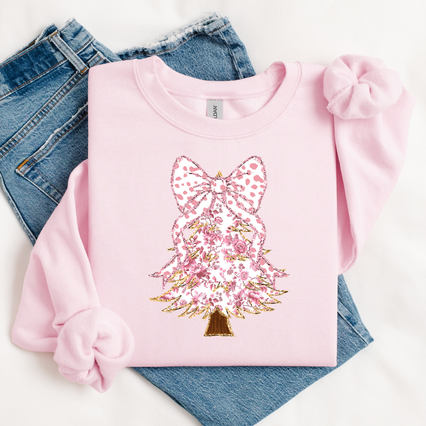 Pink Toile Christmas Tree Sweatshirt