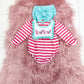 Pink & Aqua XOXO Stripe Romper