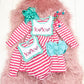 Pink & Aqua XOXO Stripe Romper