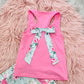 Pink Floral Bow Short Set