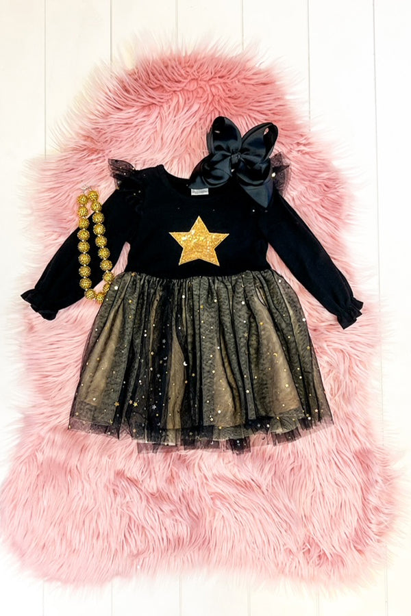 Black & Gold Star Tutu Dress