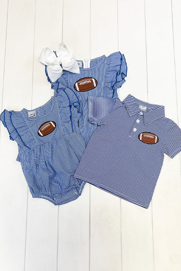 Royal Blue Gingham Football Romper