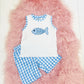 Blue Gingham Fish Short Set