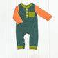 Orange & Olive Stripe Pocket Romper