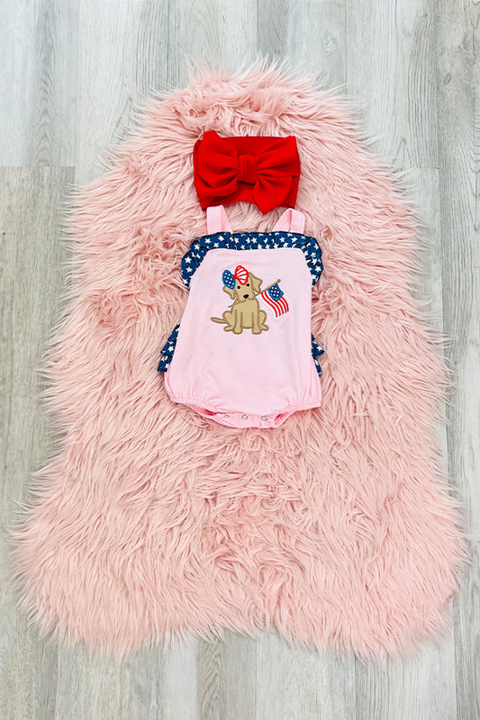 Light Pink Patriotic Dog Romper