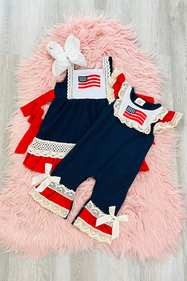 Exclusive Navy Flag Romper