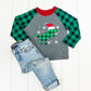 Green & Black Gingham Dino Raglan