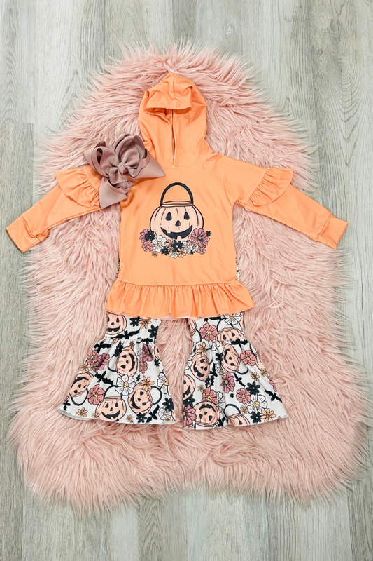 Floral Pumpkin Hoodie Pant Set