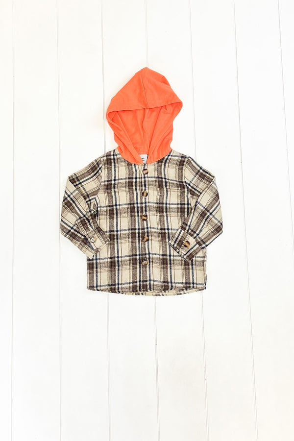 Plaid Hooded Shirt