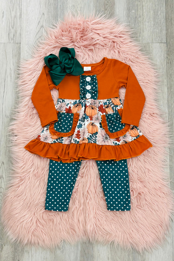 Orange & Hunter Floral Pant Set