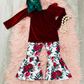 Burgundy Floral Bell Pant Set