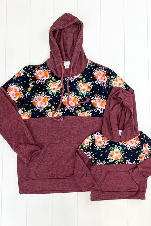 Mama & Me- Maroon Floral Hoodie