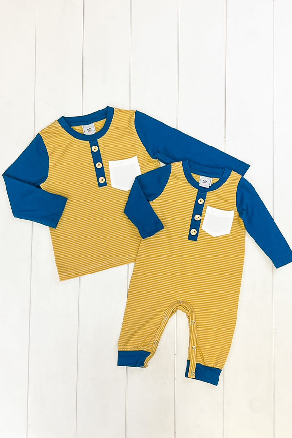 Blue & Yellow Pocket Romper