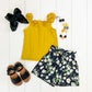 Mustard & Navy Floral Short Set