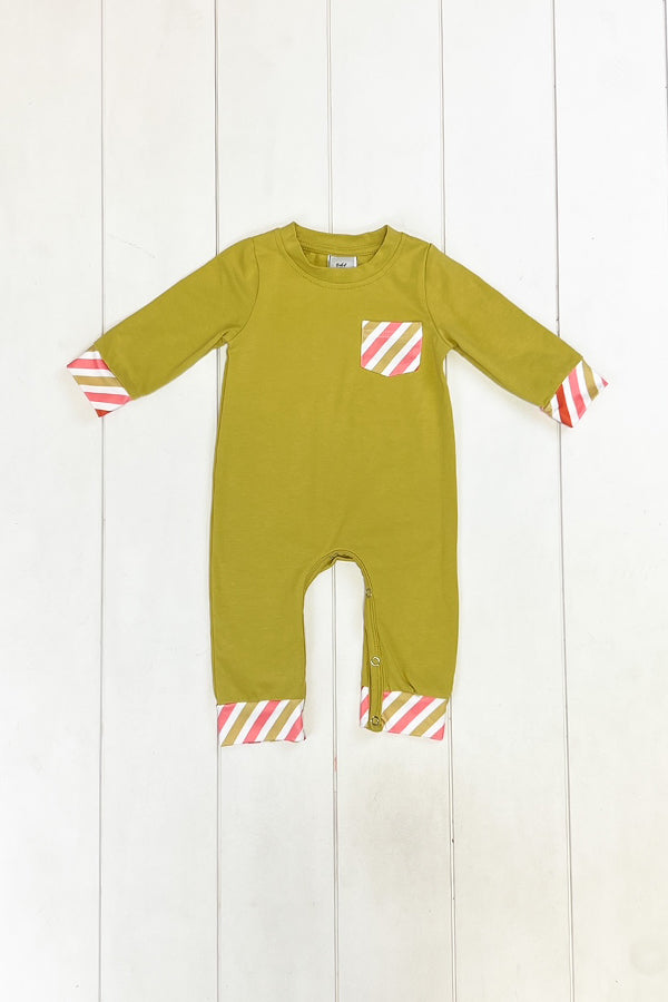 Mustard Stripe Pocket Romper