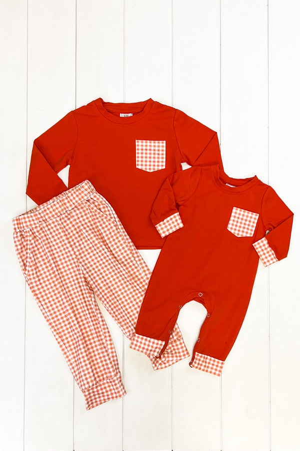 Orange Gingham Pant Set