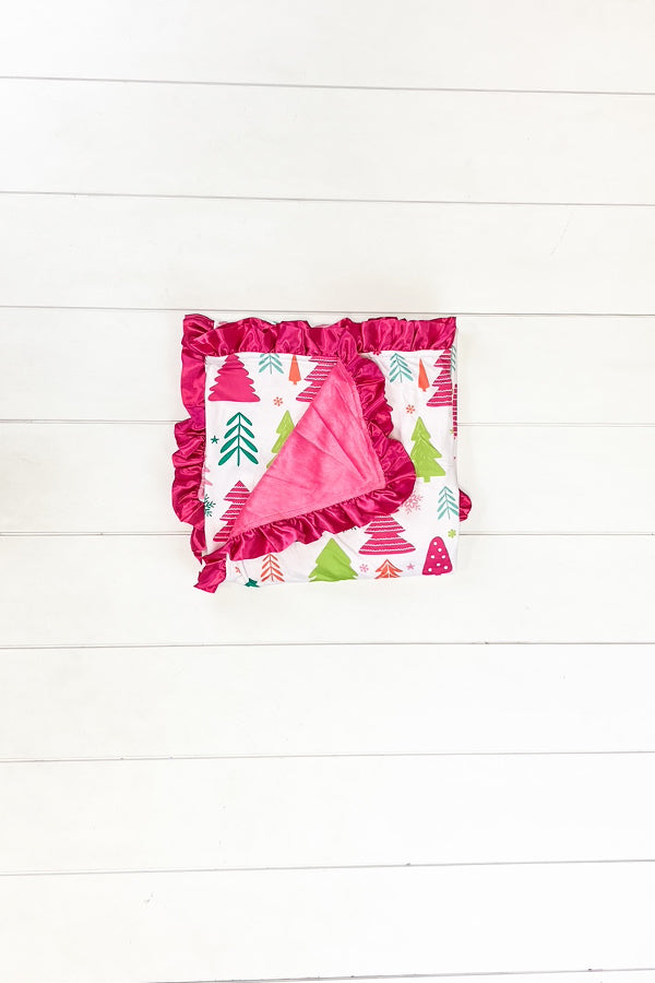 Pink Tree Minky Blanket