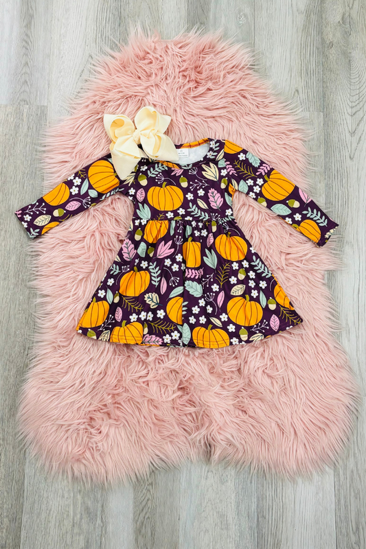 Plum Pumpkin Floral Dress