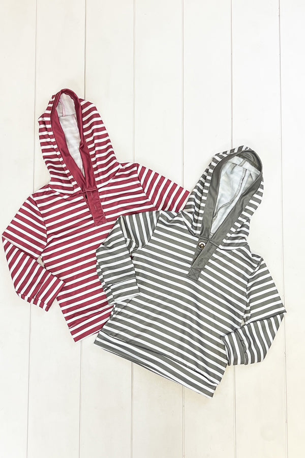 Maroon Stripe Hoodie