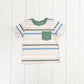 Beige & Olive Stripe Pocket T