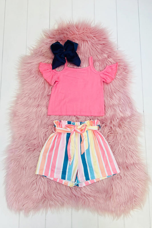 Pink Stripe Short Set