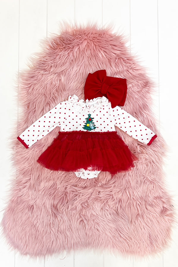 White Polka Dot Tree Tutu Romper