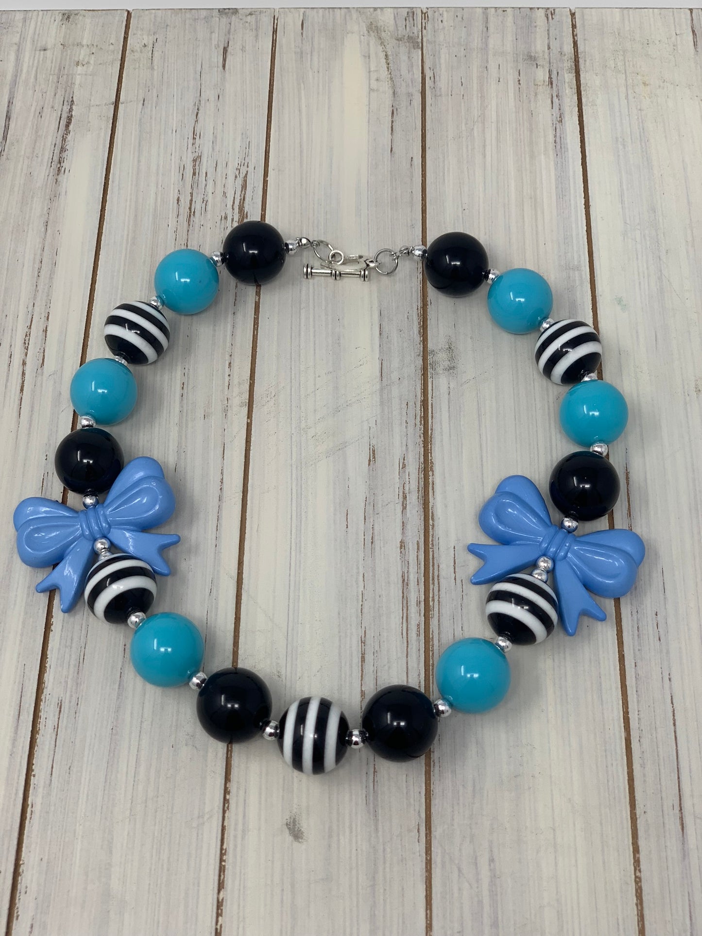 Black & Blue Bow Necklace