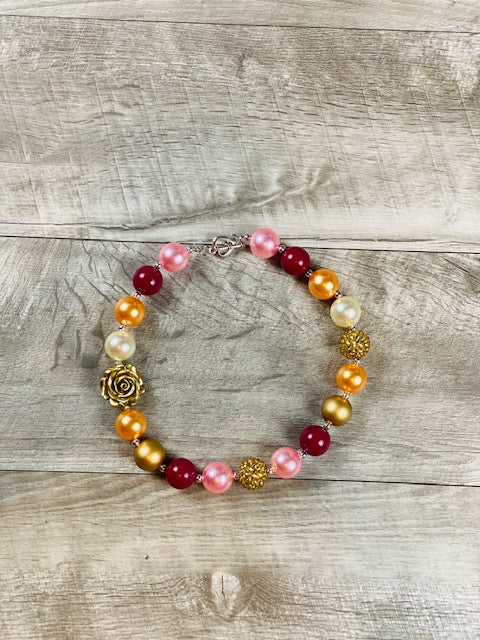 Burgundy, Pink & Gold Necklace