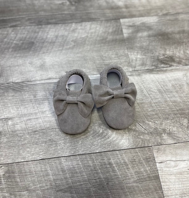 Grey Bow Moccasins