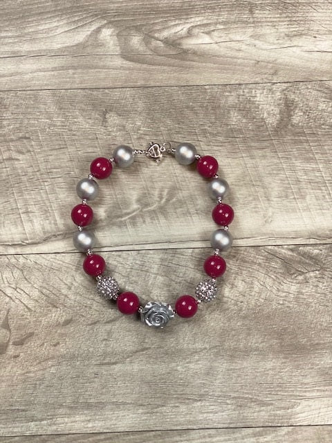 Maroon & Silver Necklace