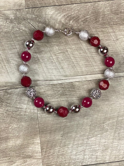 Burgundy & Silver Necklace