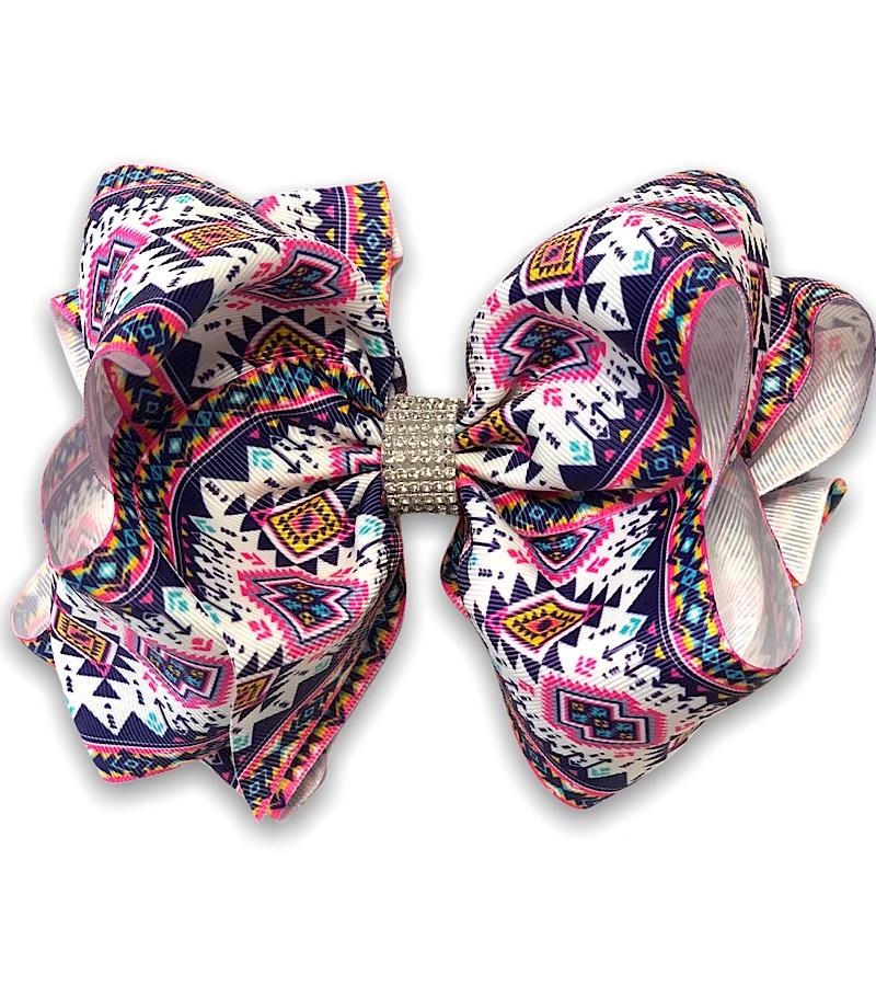 Aztec Double Stacked Rhinestone Bow