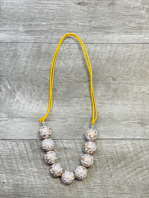 Adjustable- White & Gold Leopard Necklace