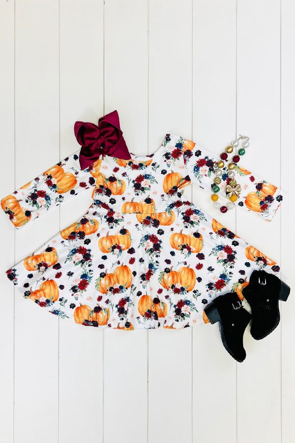 Fall Floral Pumpkin Dress