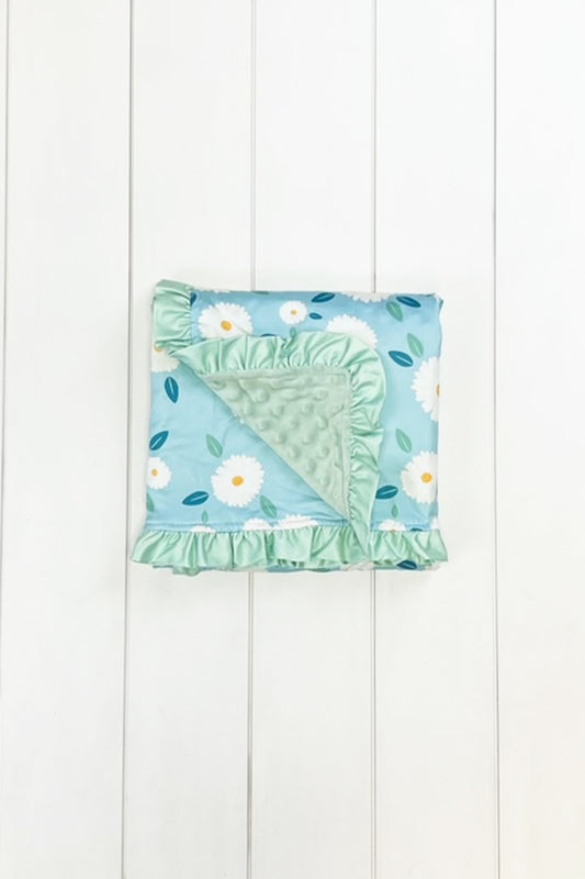 Blue & Mint Daisy Minky Blanket