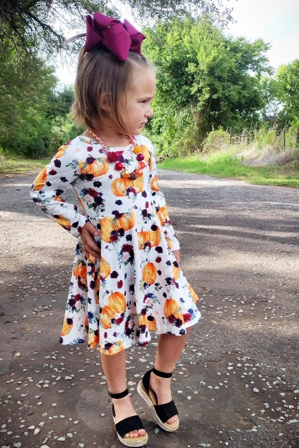 Fall Floral Pumpkin Dress