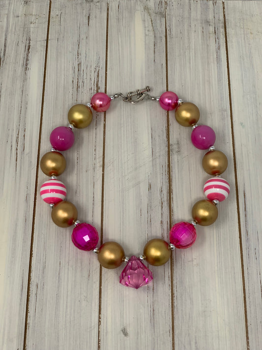 Hot Pink & Gold Necklace