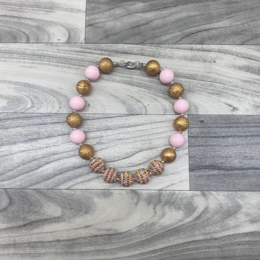 Pink & Gold Rhinestone Necklace