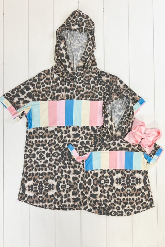 Mama & Me- Leopard Block Hoodie Top